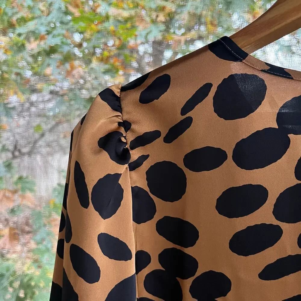 J. Crew Women's Long Sleeve Ruffle Front Top In Wavy Dots Size S